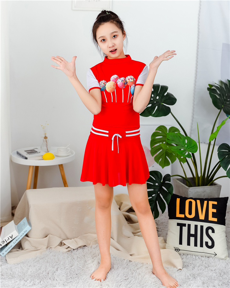 带胸杯少女款泳装大童游泳衣女孩12-15岁学生少女连体儿童泳衣女