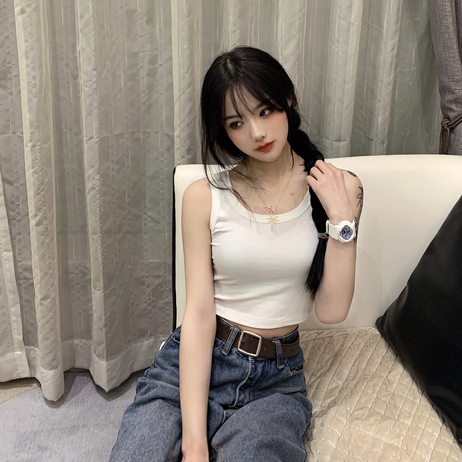 棉质短t黑白纯色春夏小背心弹力修身显瘦性感短款露脐打底吊带女