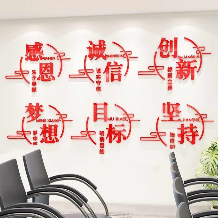 励志标语办公室创新标语背景墙贴装饰3d企业文化墙贴公司激励文字