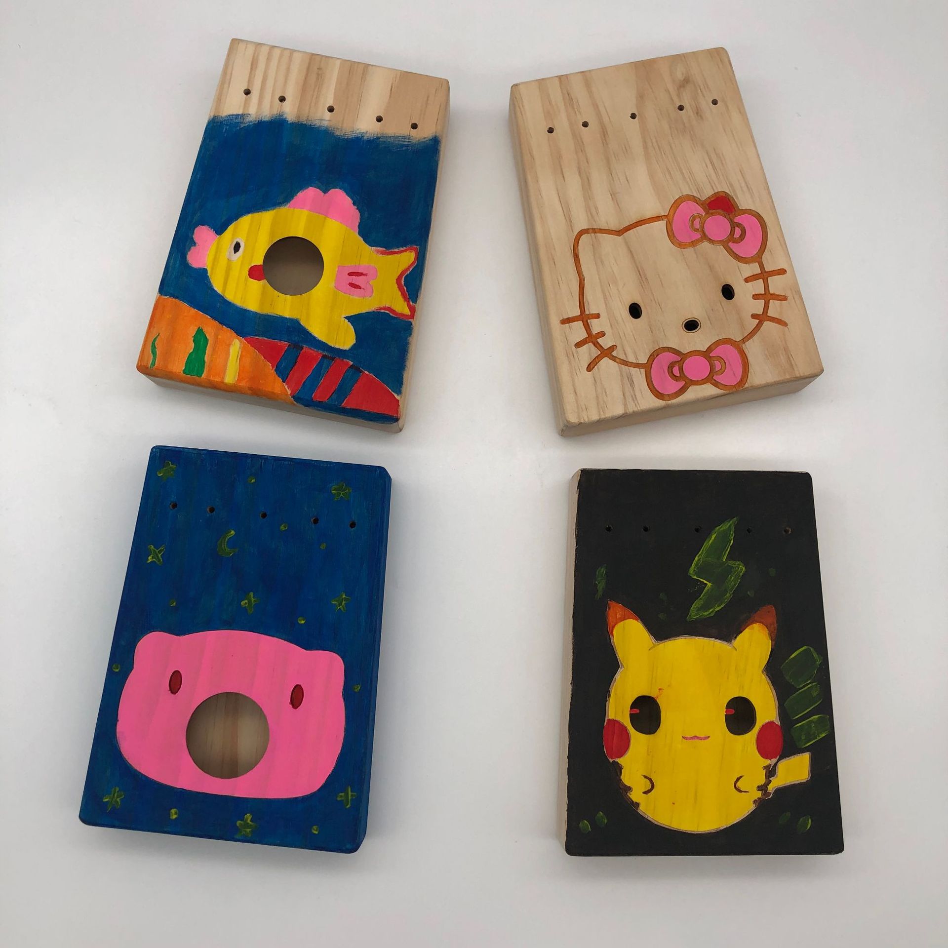 diy拇指琴kalimba卡林巴17音组装儿童木质彩绘手指钢琴 亲子教育