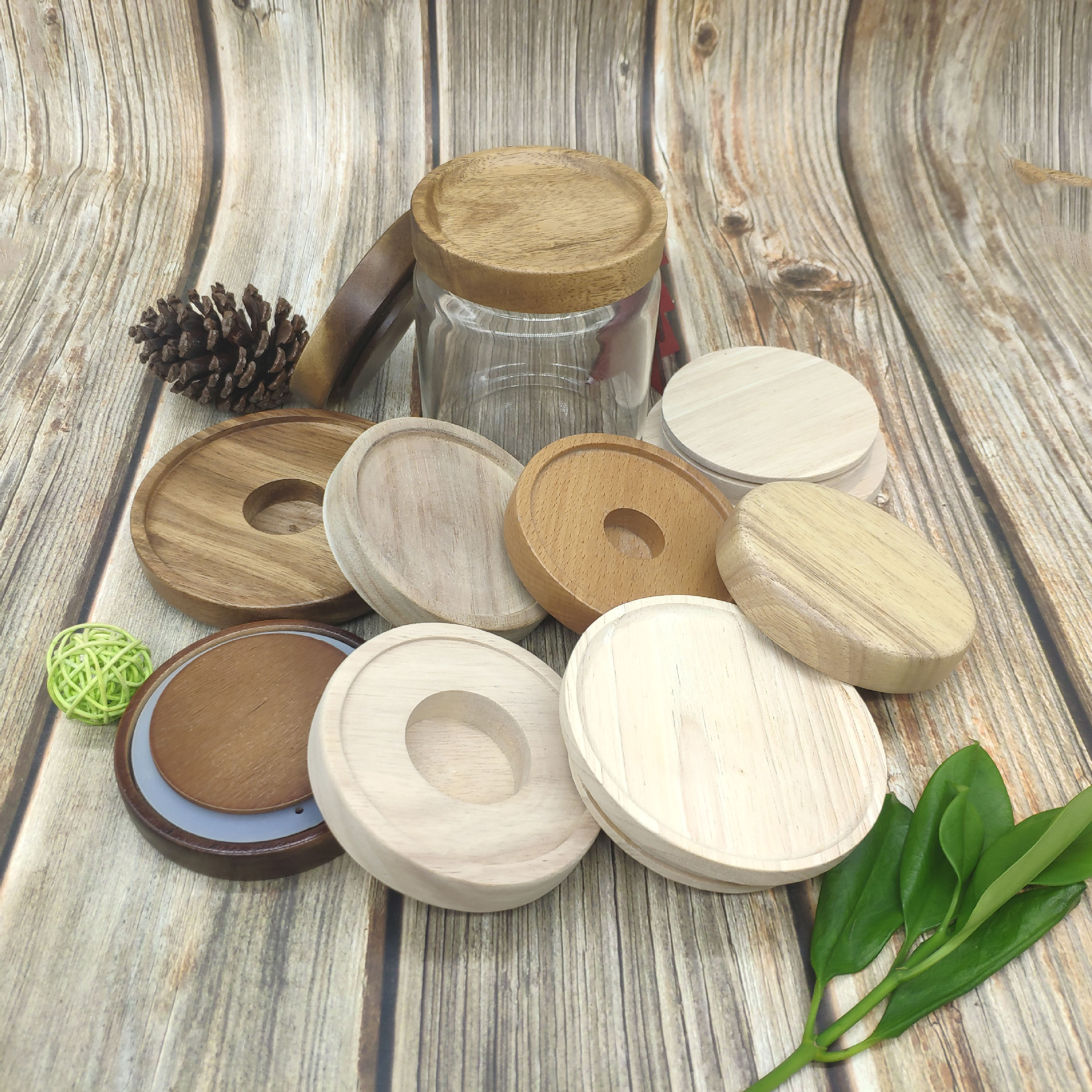 木质盖子 储物罐瓶盖 玻璃杯盖 蜡烛杯盖 木盖竹盖 木杯盖 竹杯盖