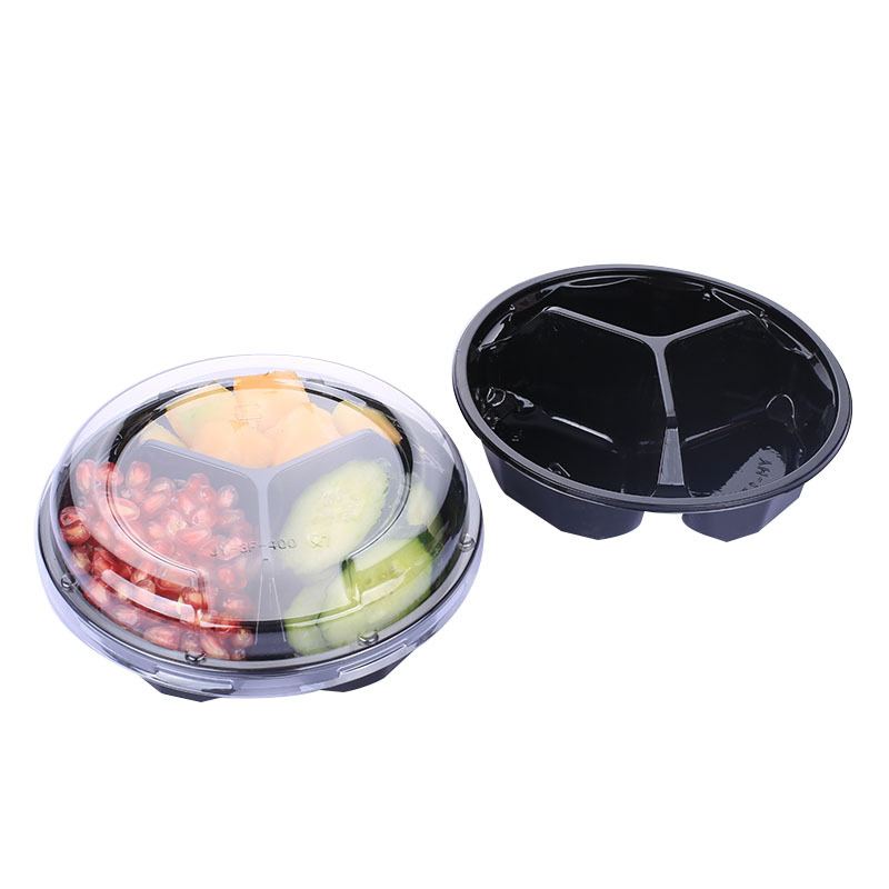 Disposable Fruit Fishing Platter Plastic Box Fruit Cutting Box round Fruit Salad to-Go Box Fresh Fruit