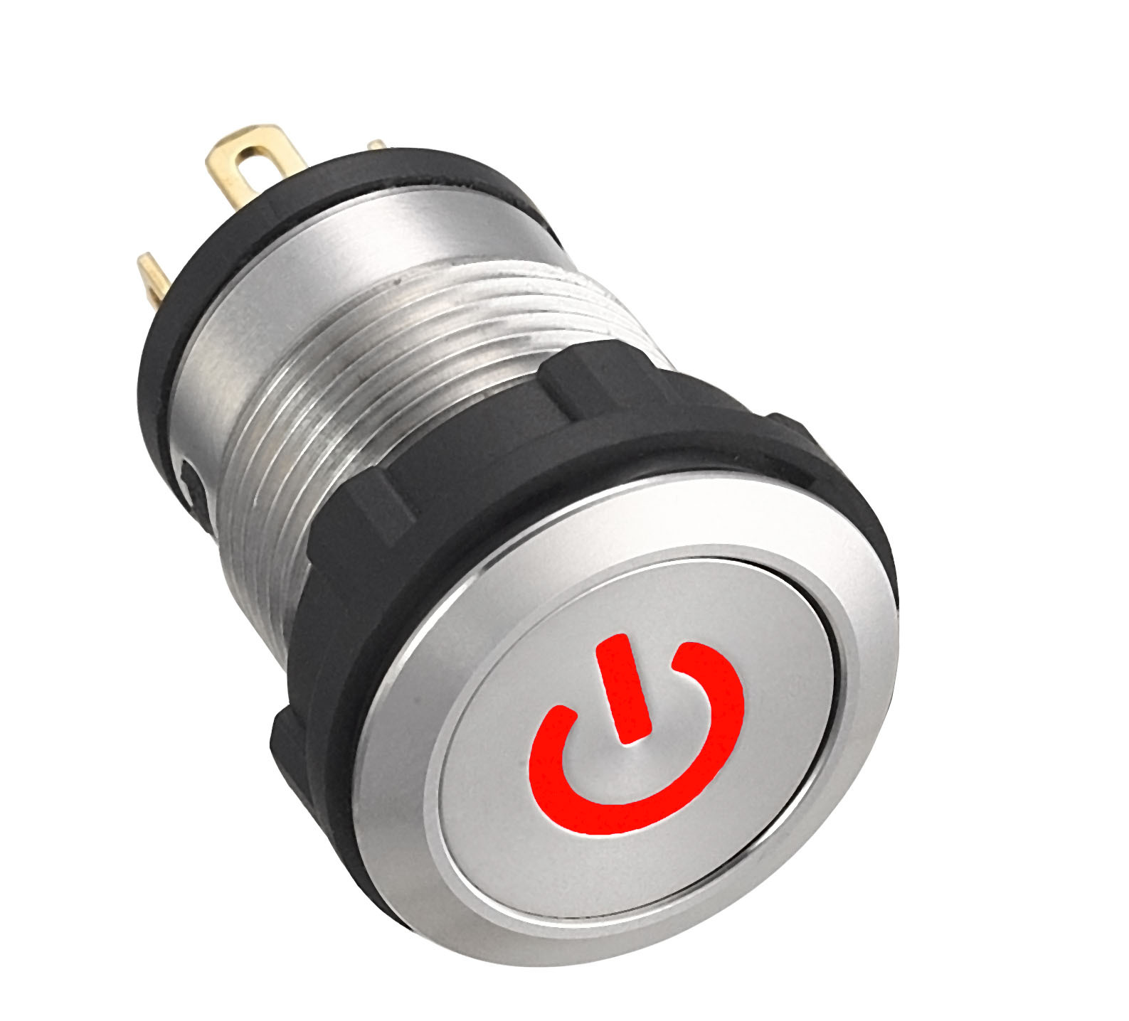 16mm 不锈钢开关 电源标带灯 自复  ip68 24v 红色 1no 1nc