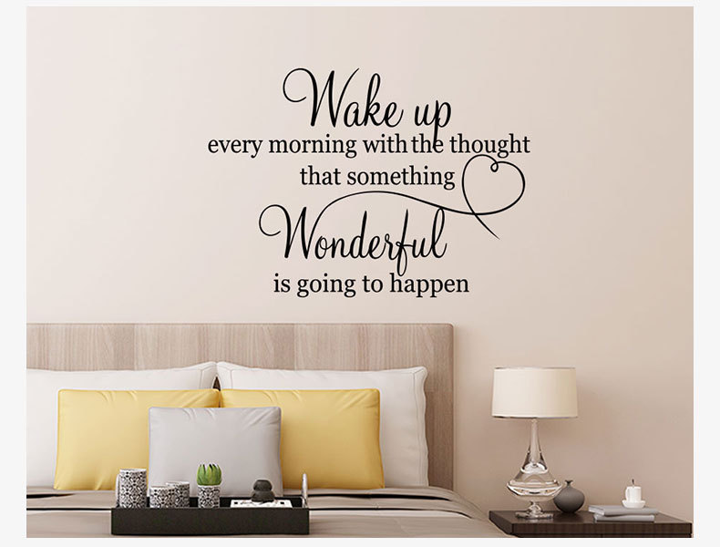 wake up拉丁文英文诗可移除墙贴卧室书房背景墙批发墙贴纸mu1392p