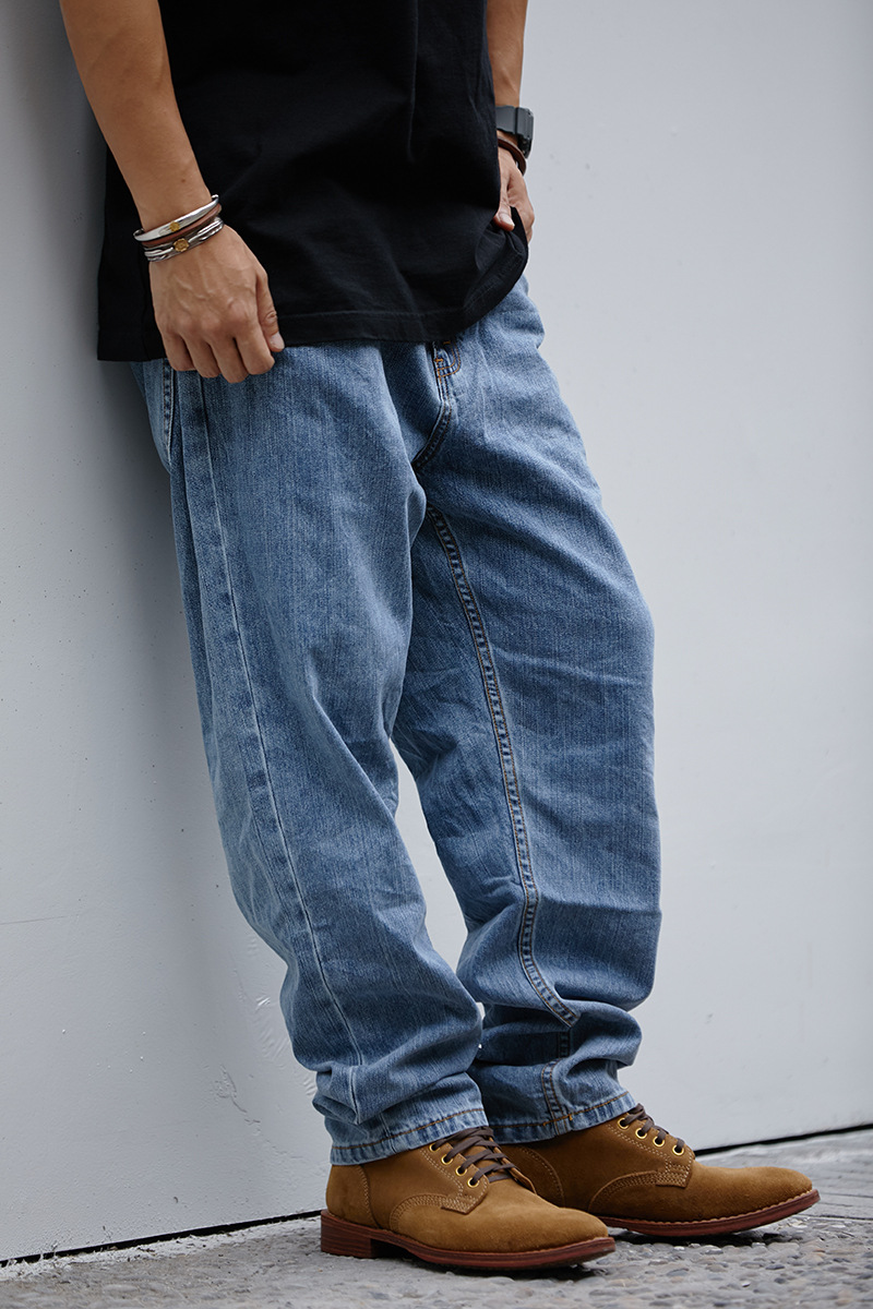 trs男装|2021ss日系竹节重工洗水全喷马骝宽松锥型男式牛仔裤