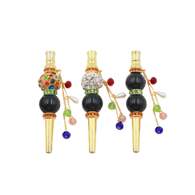 三阳网络 跨境爆款镶钻水烟烟嘴创意金属吊坠搭配黑色球吸嘴-阿里巴巴