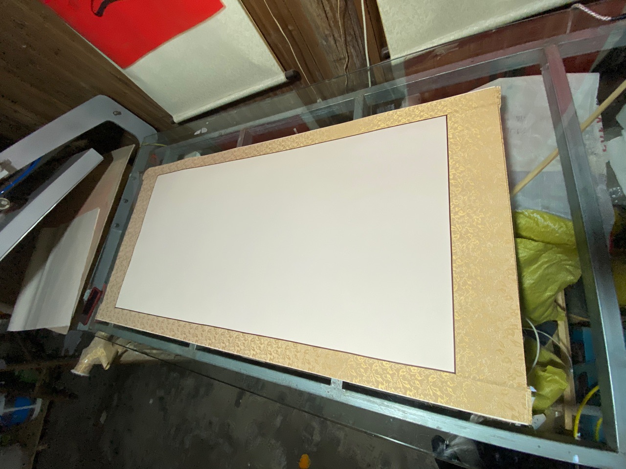 四尺中堂宣纸镜片 手工檀皮宣裱绫布免装裱大幅书画作品卡纸-阿里巴巴