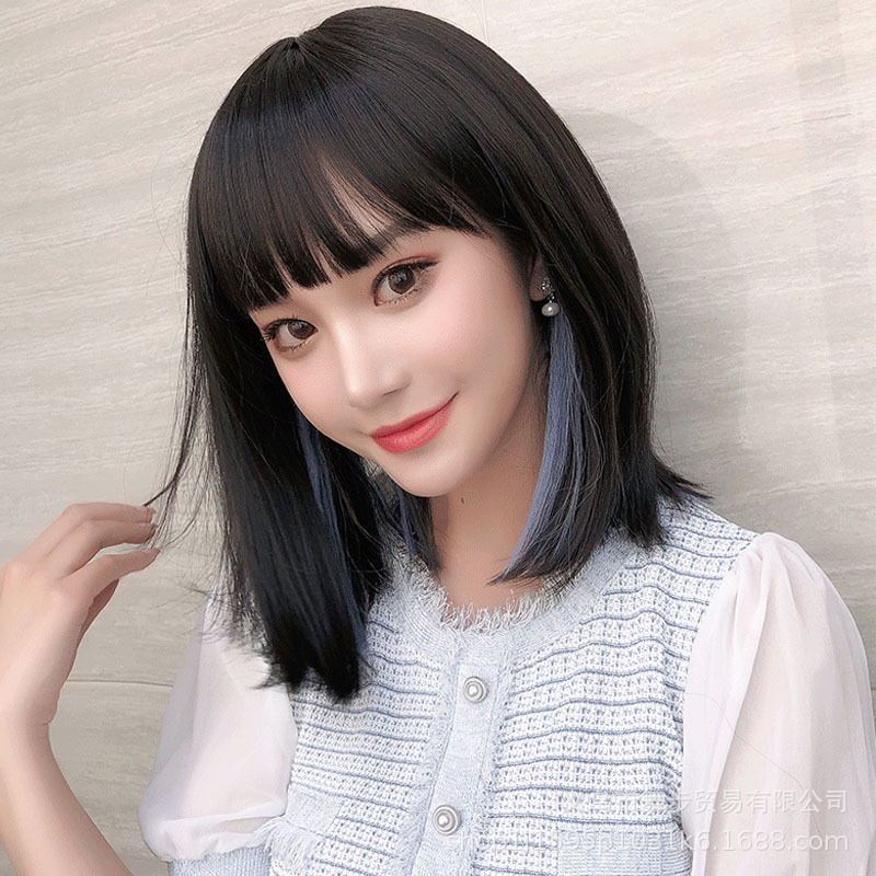 假发女长发 时尚漫画刘海挂耳染烫高温丝中长发假发 厂家直销