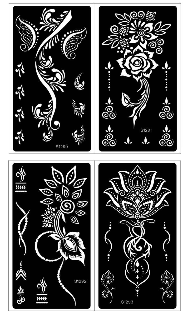 宜美工厂现货镂空纹身模板印度海娜膏身体彩绘纹身喷绘模板纹身贴
