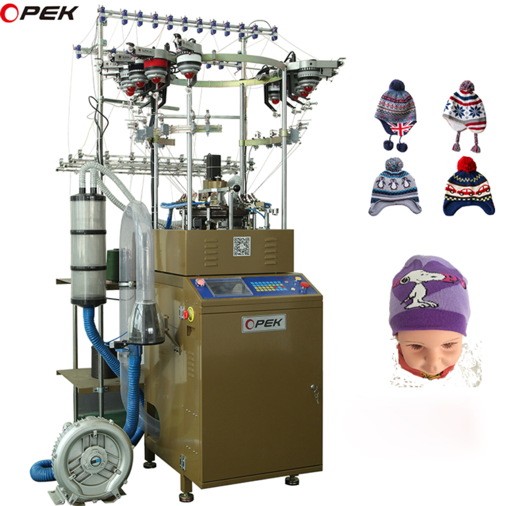 厂家供应 opek牌 电脑提花 帽子围巾一体机 针织机 圆机 织帽机