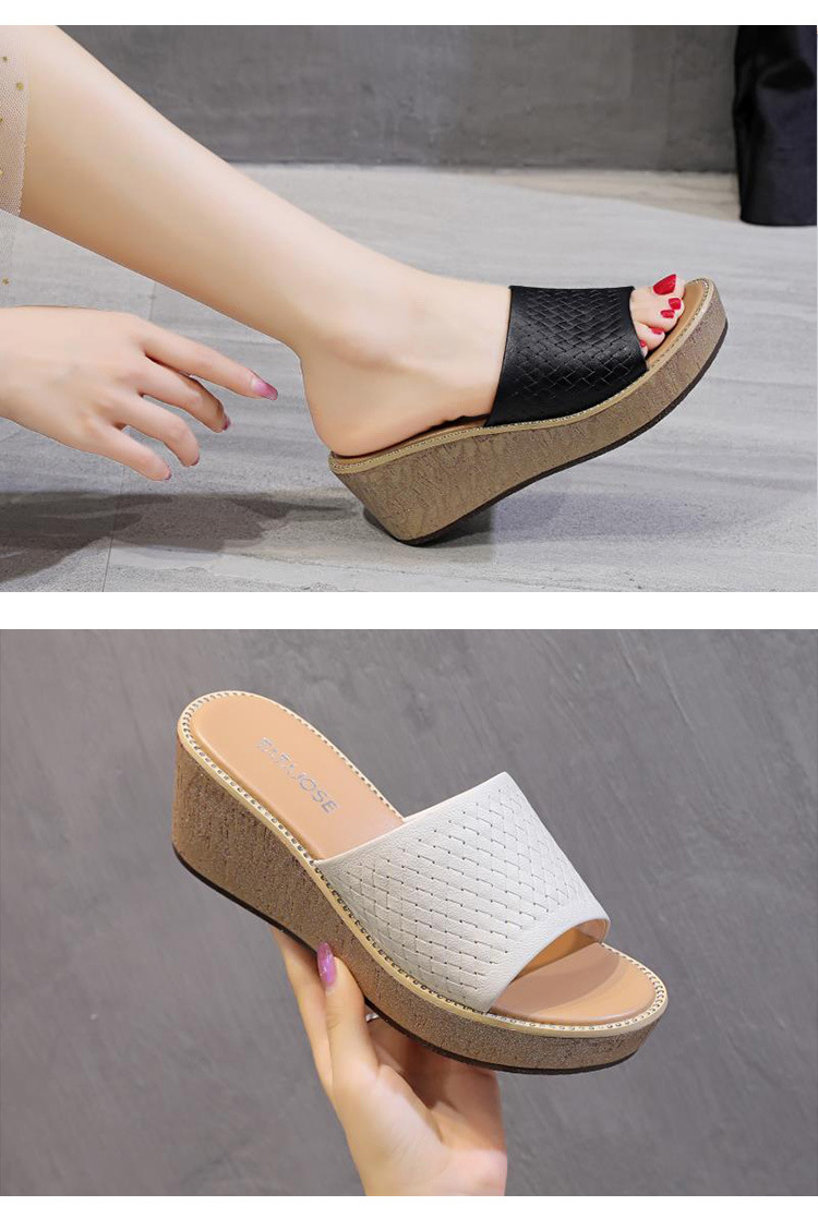 夏季新款真皮坡跟时尚凉拖货号rd9228