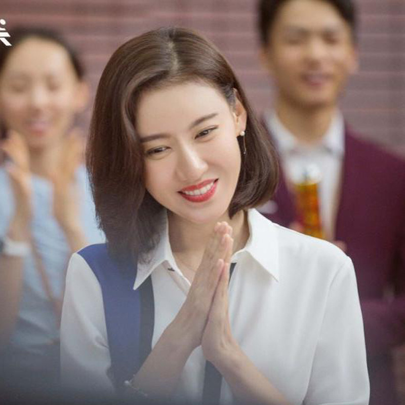 秋季新款完美关系高露舒晴同款白色衬衫女修身型拼接长袖打底上衣