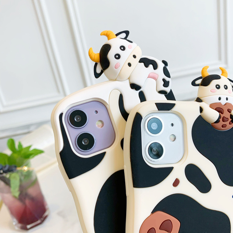 iphone12可爱侧趴奶牛饼干硅胶手机壳适用苹果xsmax立体7/8保护套