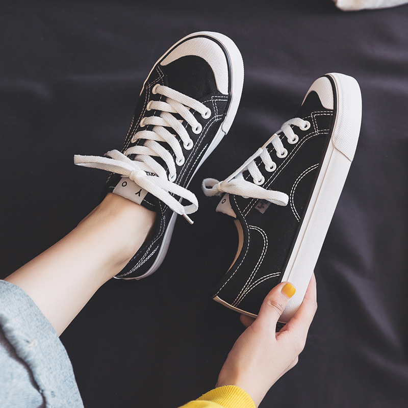 Women's Canvas Shoes Ins Fashionable 2023 Spring and Summer New Student Korean Style Ulzzang Sneakers Chic Elegant White Shoes
