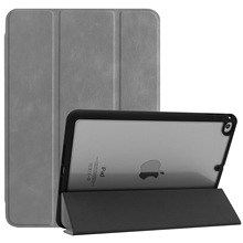 适用新iPad mini5平板保护套 苹果mini4三折tpu笔槽皮套 透明背壳