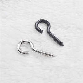 黑色开口羊眼钉螺丝 木螺丝带钩螺钉 m3羊眼钩  黑色灯钩 自攻钉