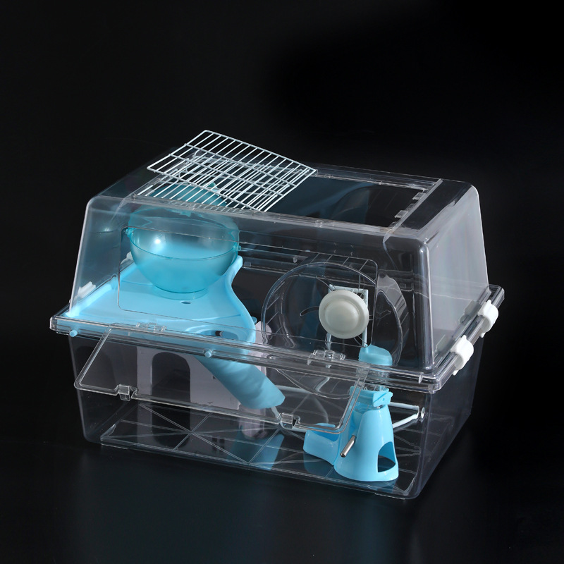 厂家批发波尔豪华型仓鼠笼全透明笼子金丝熊加深透明款