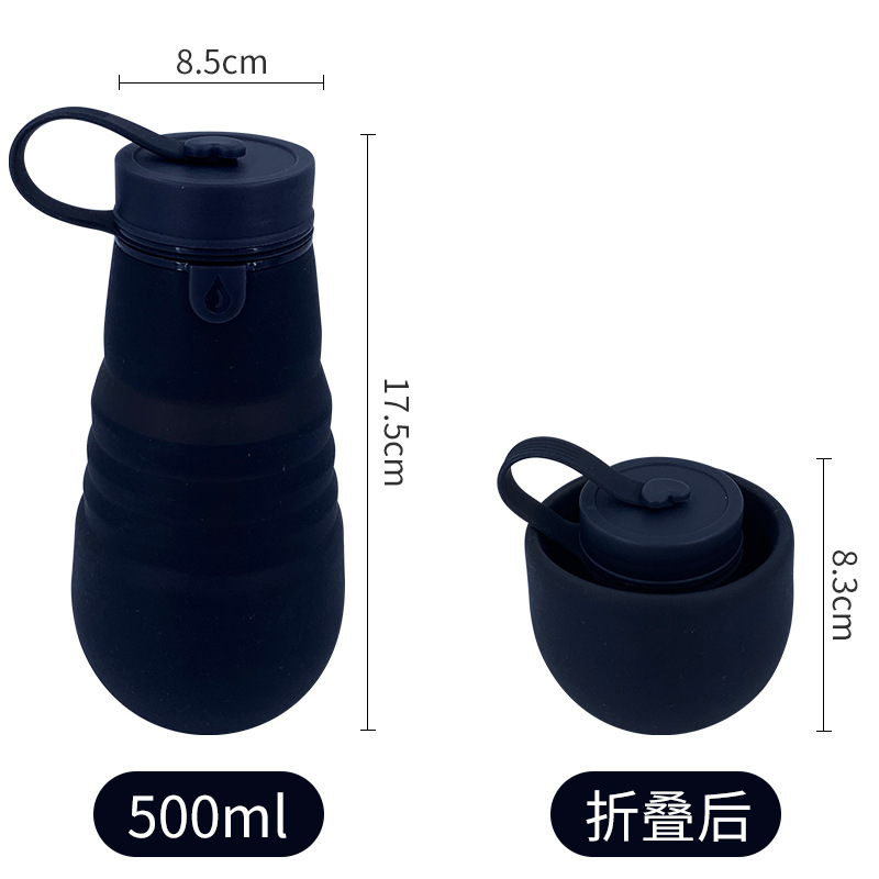 Products in Stock New Creative Silicone Folding Cup 500ml Outdoor Travel Exercise Kettle Cross-Border Logo Thermal Mug