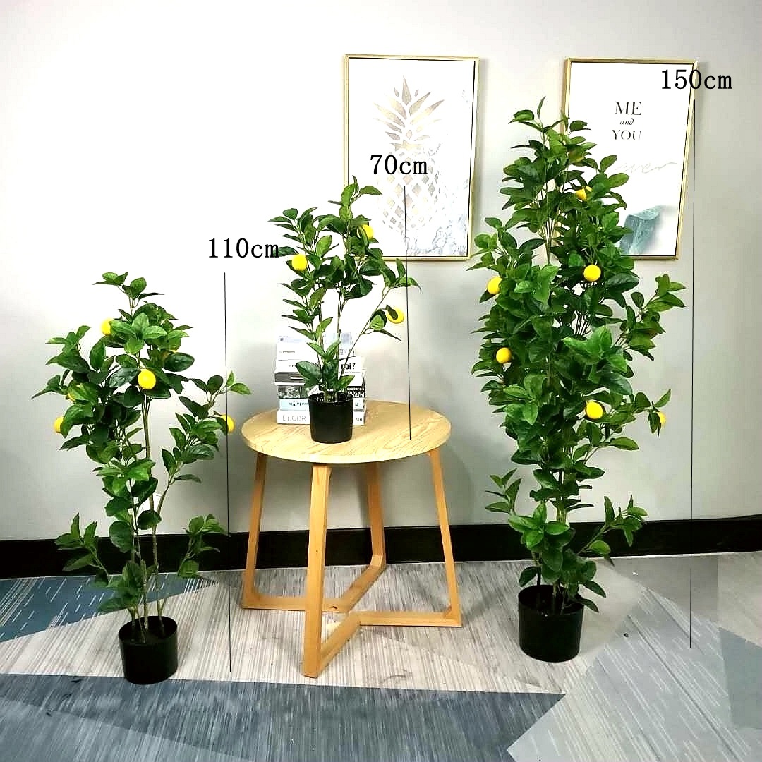 仿真丛生柠檬小树 落地摆放装饰小树盆栽 出口带果柠檬景观树
