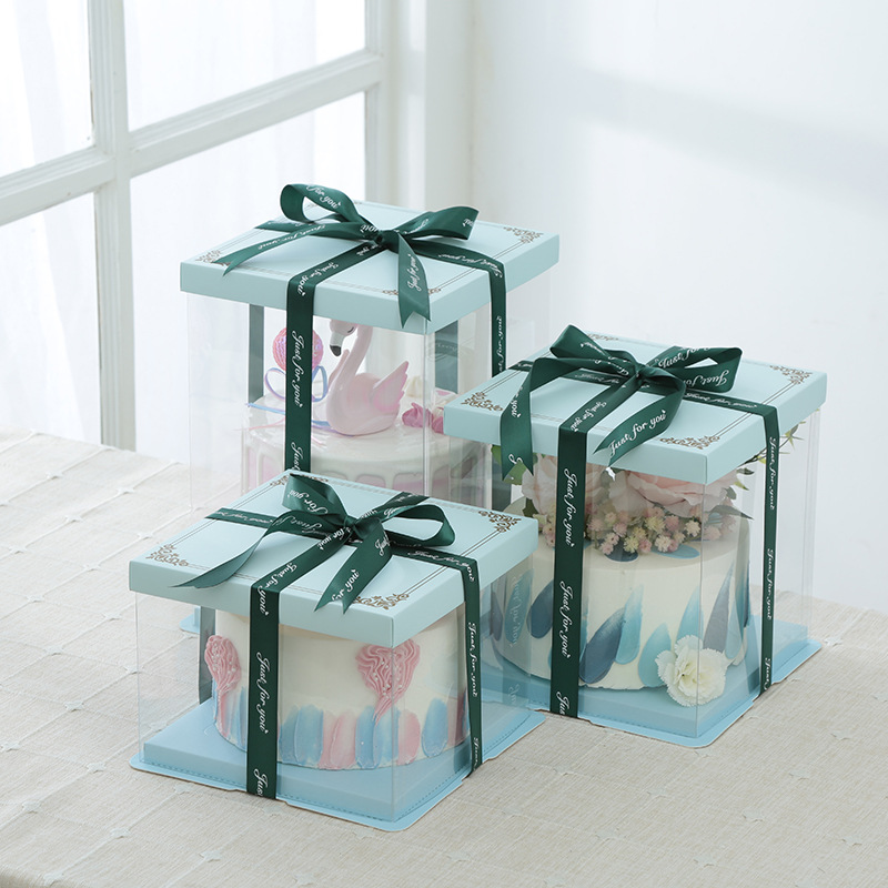 厂家直供新款创意透明蛋糕包装盒烘焙餐点包装盒单双加高烘焙包装