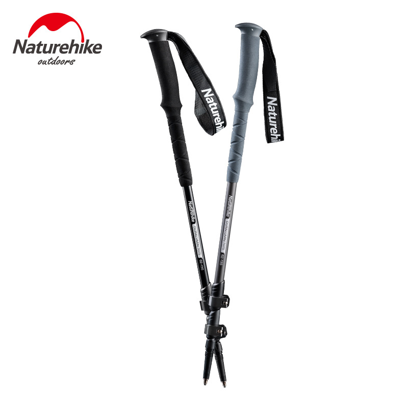 naturehike aluminum alloy climbing pole outer lock telescopic folding walking stick hiking outdoor equipment