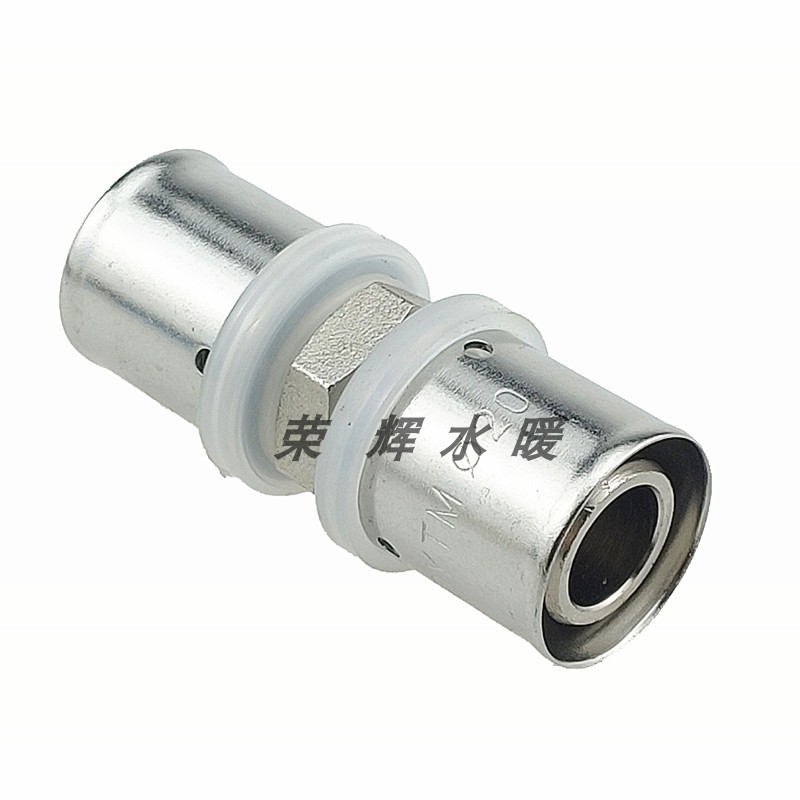 全铜镀镍铝塑管卡压直接地暖管卡压式等径铜接头Φ16 20 25 32