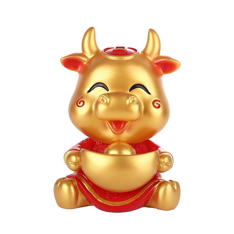 防摔搪胶中式喜庆储蓄罐创意牛年礼品大号儿童卡通摆件金牛存钱罐