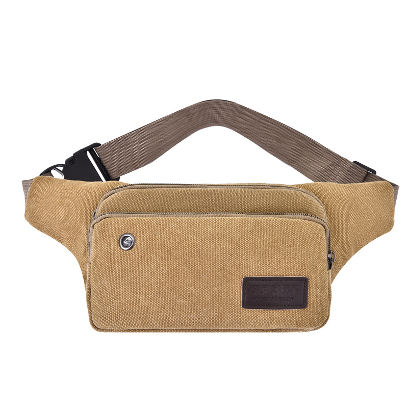 Factory Wholesale Men's Canvas Sports Waist Bag Large Capacity Checkout Wallet Rectangular Storage Waist Bag One Piece Dropshipping