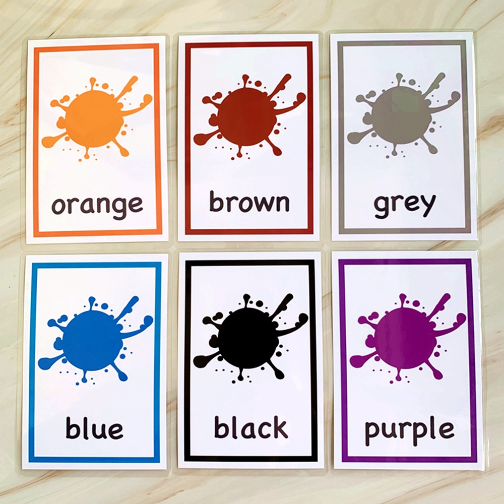 塑封防水颜色动物字母拼读英语单词学习闪卡片colorflashcards