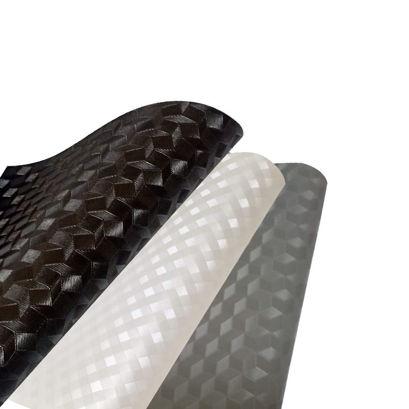 pvc防护隔离鞋套底压纹薄膜卷材 方网格纹防滑鞋套底布料现货供应