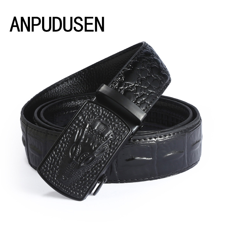 crocodile pattern belt men‘s business automatic buckle stall supply trendy wild pants belt factory wholesale