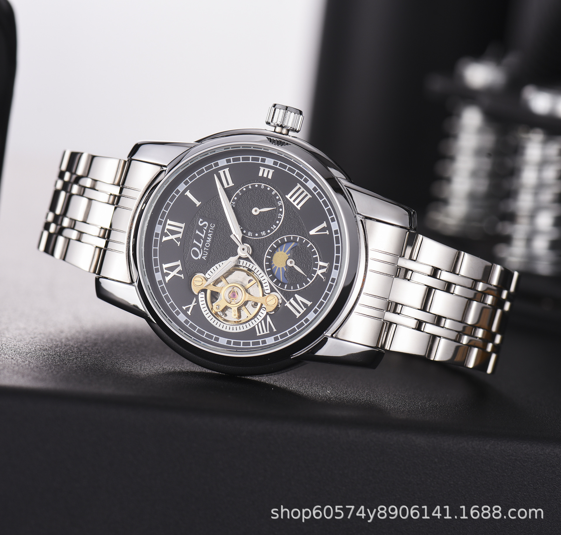 享格奇洛时qlls男士手表商务休闲全自动机械表镂空夜光手表男厂家