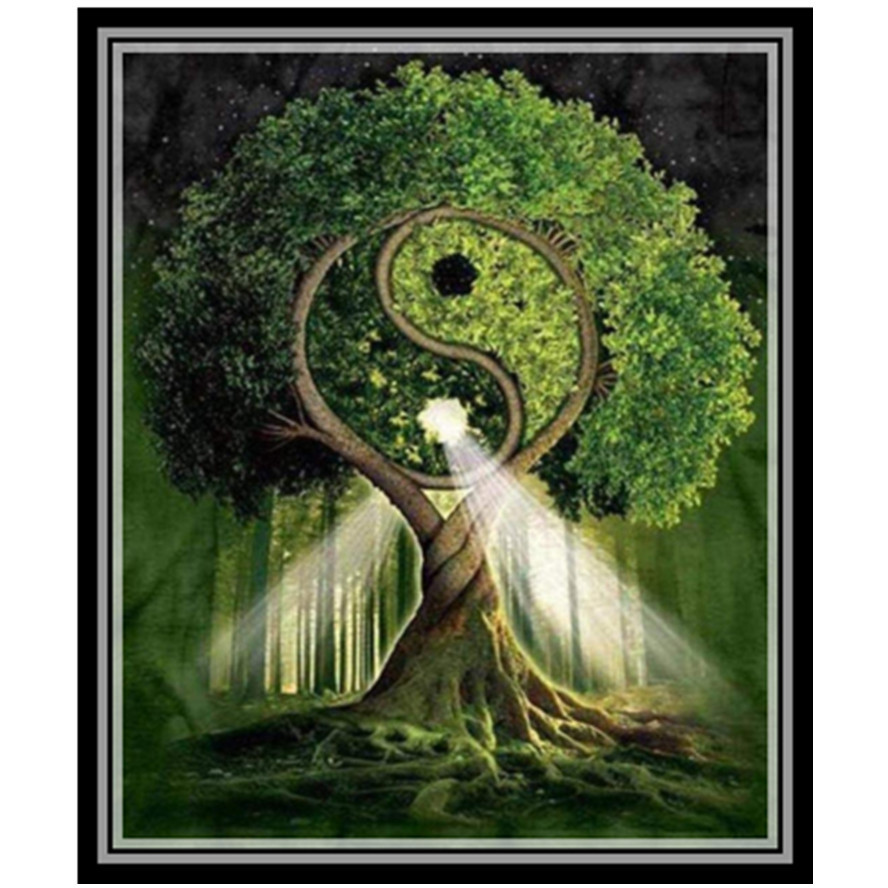 5d钻石画满钻太极八卦树diy装饰钻石绣画 外贸热销 wish 亚马逊