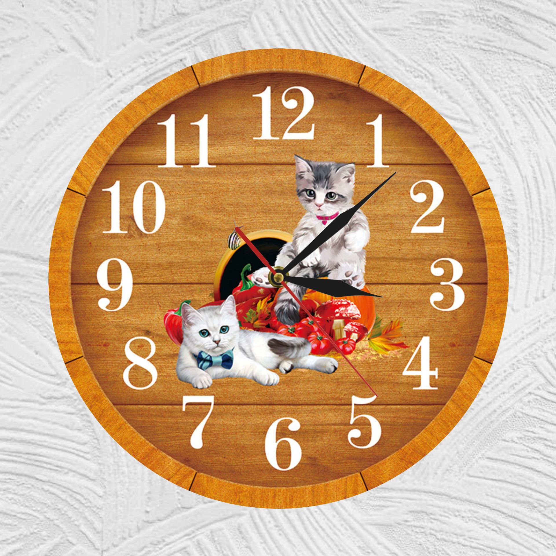 创意家居装饰时钟可爱猫咪数字生活亚克力挂钟现代简约墙壁艺术钟