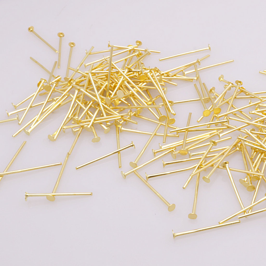 diy饰品配件14k金t针平头针吊珠子的针diy针t头针耳饰材料批发