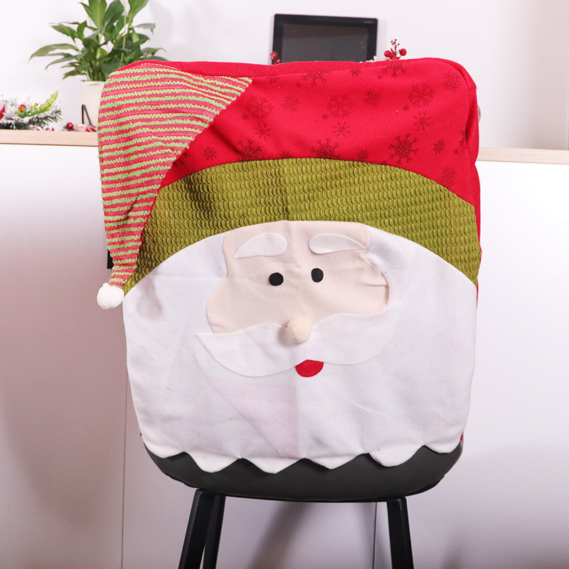 Cross-Border New Arrival Christmas Chair Back Cover Restaurant Home Hotel Christmas Decoration Seat Cover Santa Claus Chair Cover