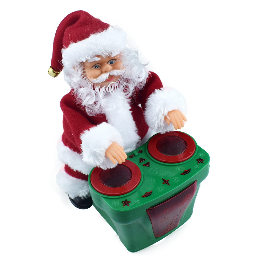 新奇电动带音乐打碟机摇滚圣诞老人电动玩具圣诞节礼物跨境产品