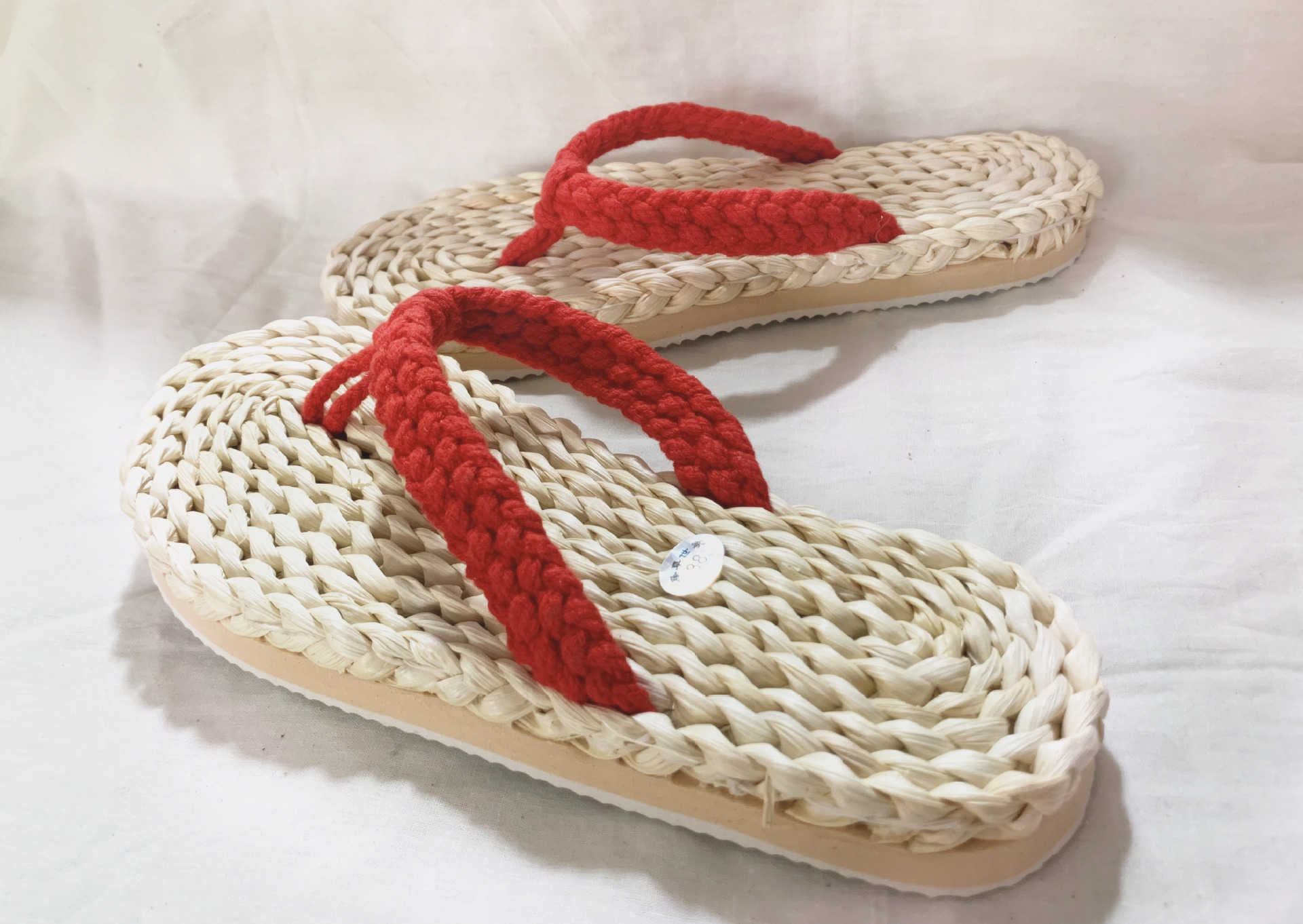 ins风泰国芭提雅草鞋玉米皮拖鞋女士彩色棉绳人字拖休闲鞋居家鞋