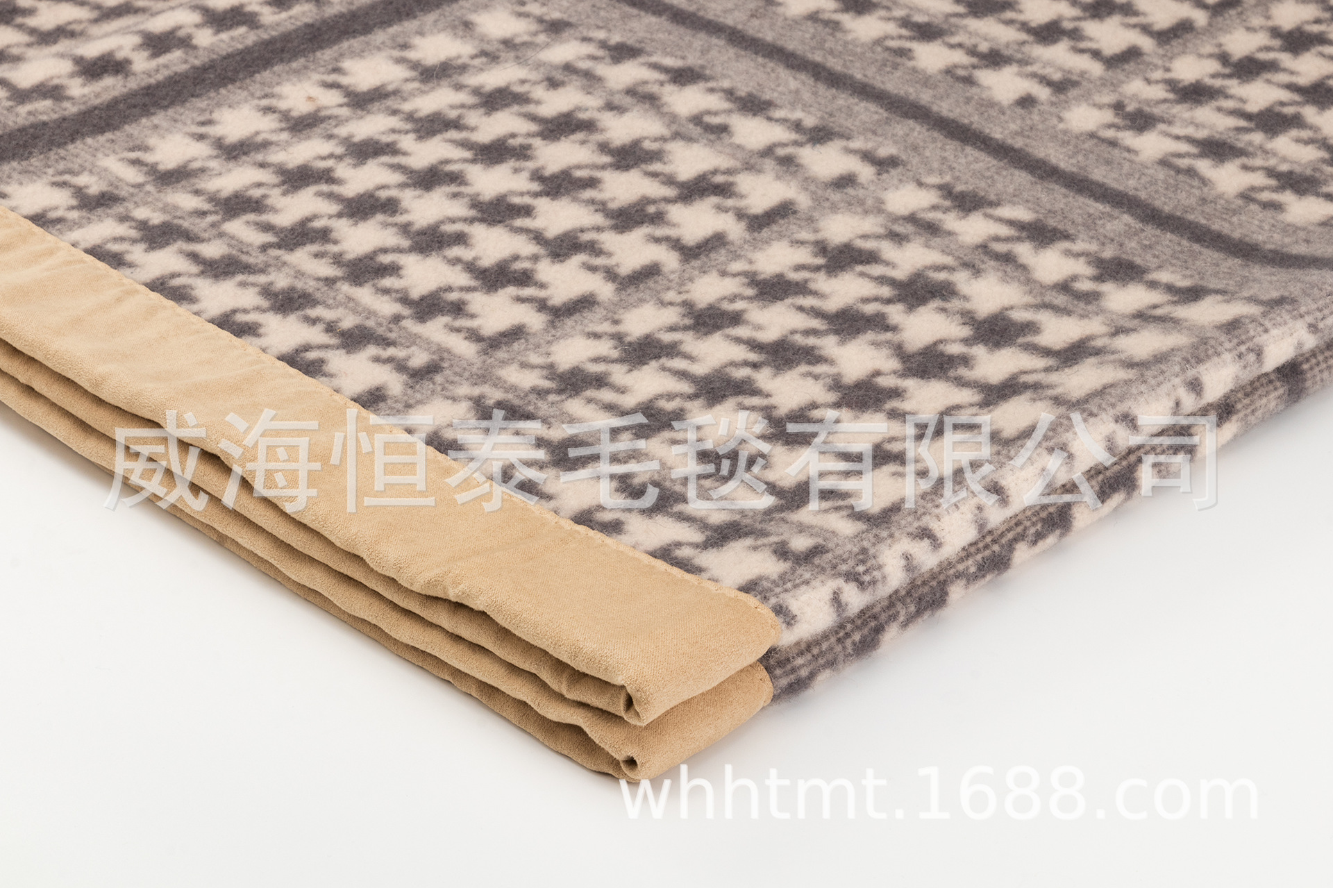 Factory Self-Operated Processing New Houndstooth Blanket Wool Suede Edge Warm Fashion
