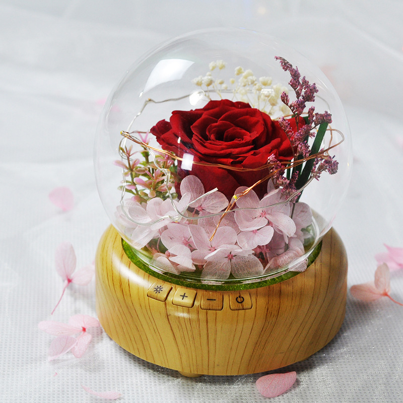 永生花礼盒玻璃罩摆件玫瑰花七夕情人节送女友毕业表白生日礼物