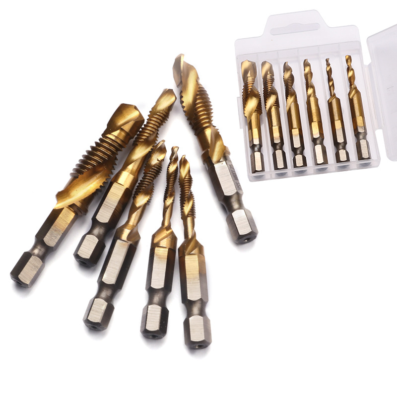 高速钢螺旋机用丝锥多用六角柄攻钻一体复合丝锥钻头丝攻丝钻