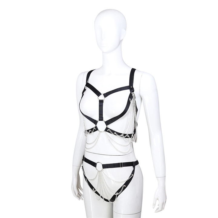 厂家直销女款情趣衣服黑色铁链穿戴服装商品描述年龄成年人群成人是否