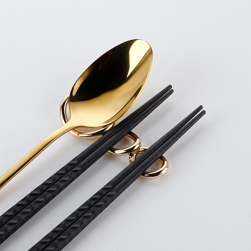 公筷 合金环形筷子架两用三用筷子架 镀金筷子托枕 汤勺托 现货