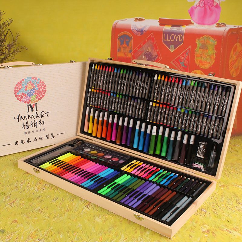 小盒180木盒画笔套装儿童绘画套装女孩美术彩笔用品礼品定制logo