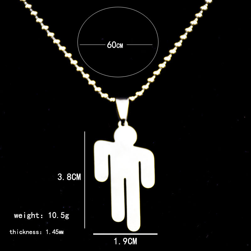 billie eilish 标志美国说唱歌手项链吊坠 不锈钢项链 双面抛光