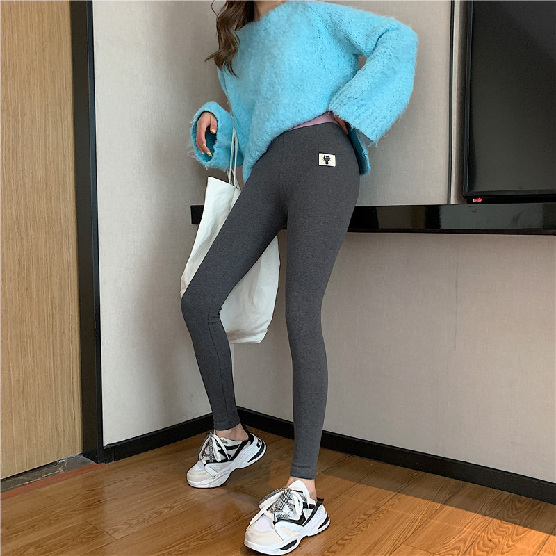 纯棉黑色运动打底裤女外穿春秋新款弹力秋裤显瘦小脚紧身裤