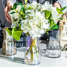 北欧风幻彩玻璃花瓶轻奢透明创意花器简约彩色家居摆件加工定制