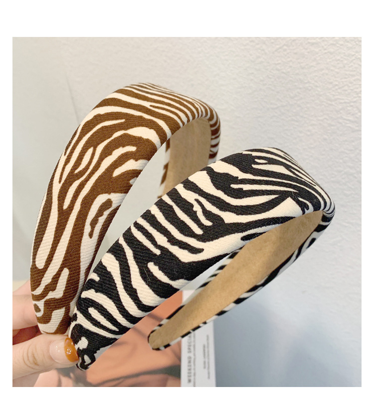 个性复古斑马纹发箍女凹造型百搭时尚发饰洗脸压发头饰ins潮头箍