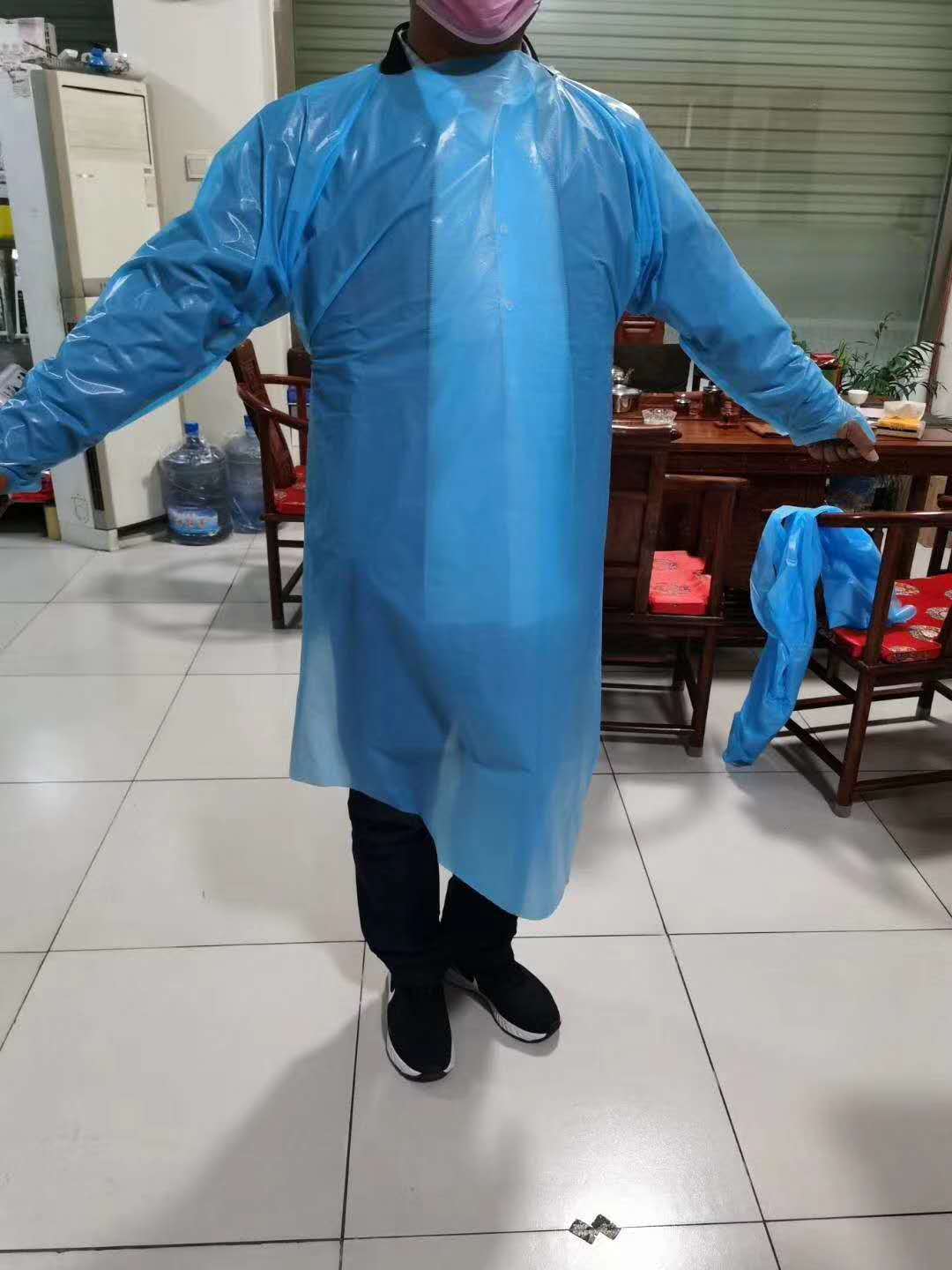 厂家直销民用一次性cpe防护袍雨衣围裙隔离衣防水防污防油隔离服