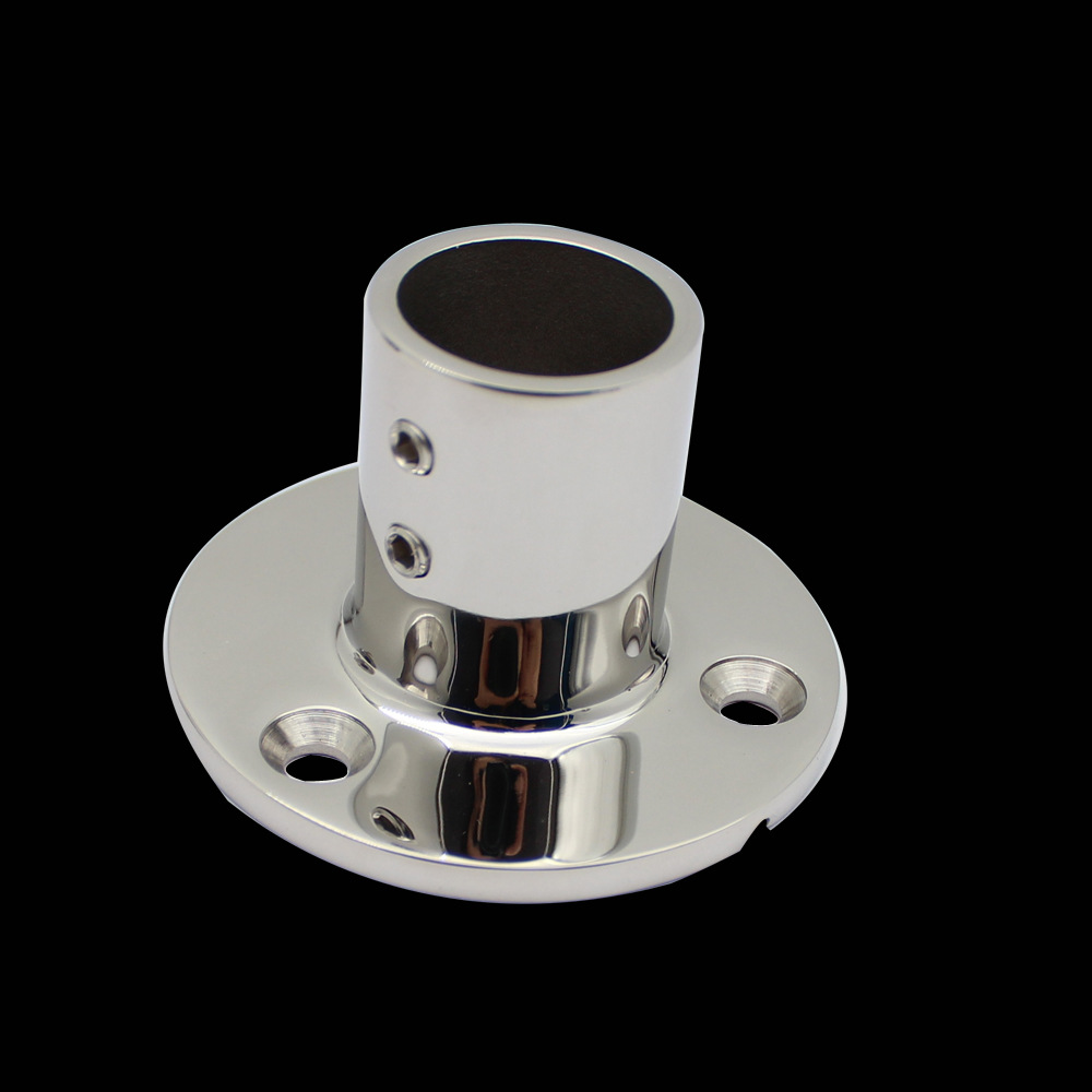 不锈钢316法兰管座90度圆管座栏杆座嵌入式甲板管座游艇配件